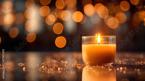 Candlelight creates a serene  gentle bokeh