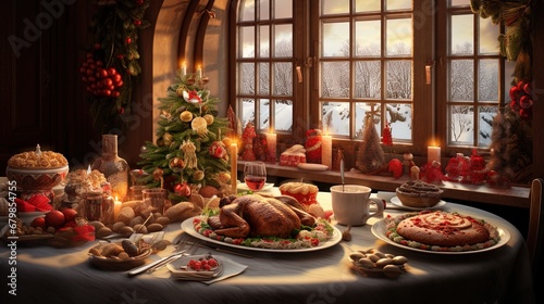 Christmas Feast for a Delighted European Family