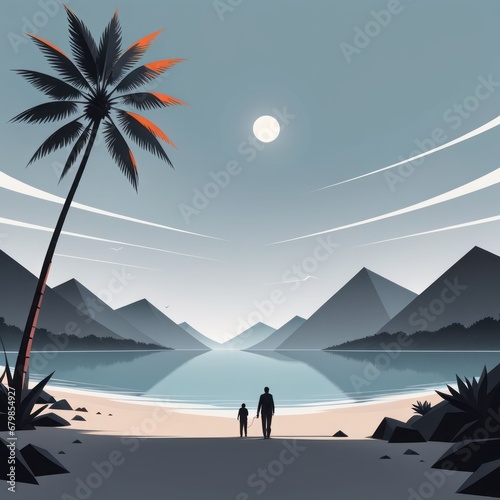 vector illustration of people at the beach vector illustration of people at the beach beach sce photo