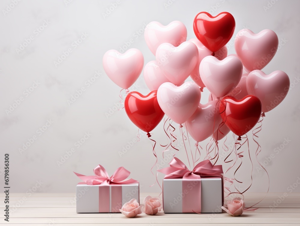 Heart Balloons and Gift Boxes for Valentines Day