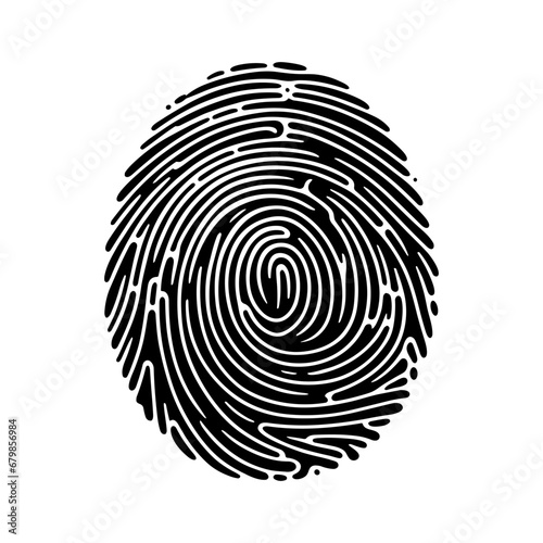 Fingerprints icon. Black fingerprints on white background in flat design