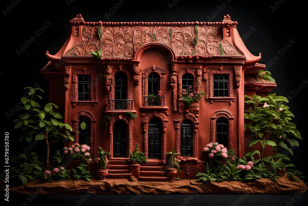 A brown house made with clay 