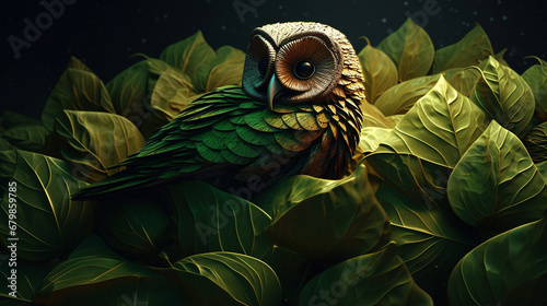 Owl bird green tree forest unsplash branch wallpaper picture AI generated art