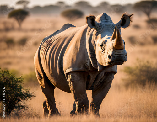 Portrait of white (square-lipped) rhinoceros (Ceratotherium simum), South Africa