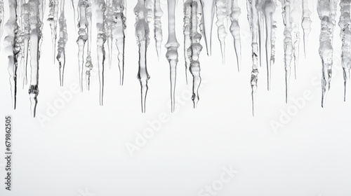 a white background framed by icicles