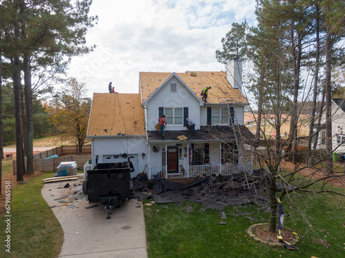 Residential Roof Replacement Drone Photos