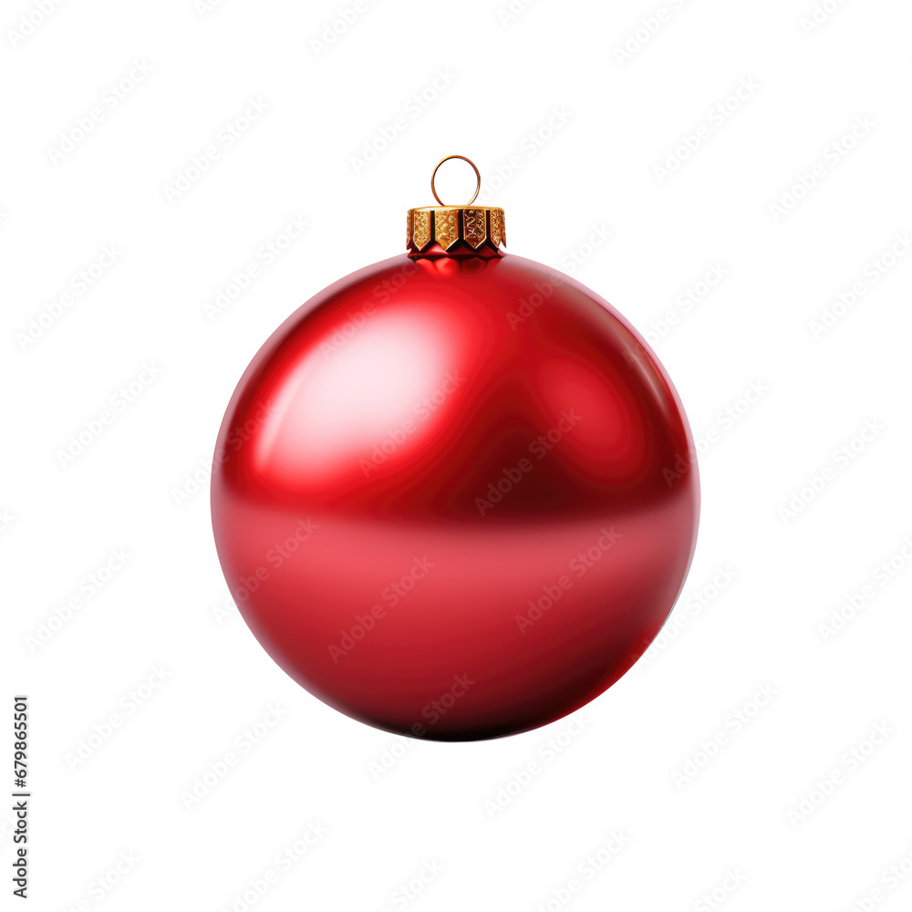 Red Christmas ball isolated on transparent background. Generative ai Red Christmas ball isolated on transparent background. Generative ai