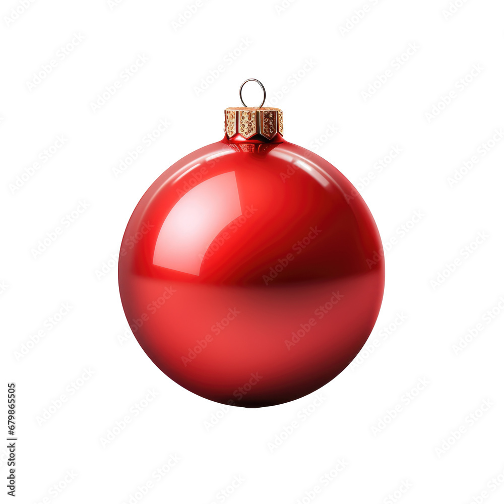 Red Christmas ball isolated on transparent background. Generative ai Red Christmas ball isolated on transparent background. Generative ai
