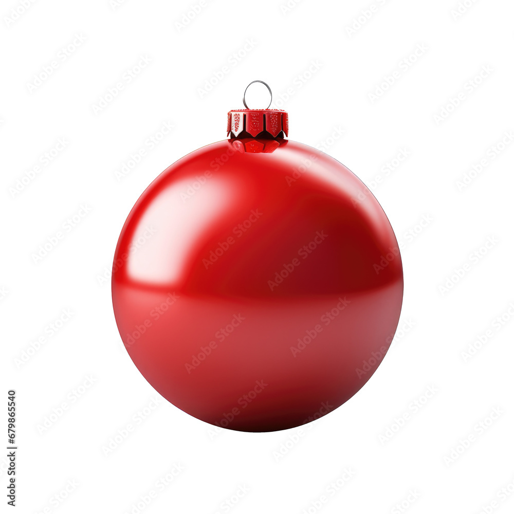 Red Christmas ball isolated on transparent background. Generative ai Red Christmas ball isolated on transparent background. Generative ai