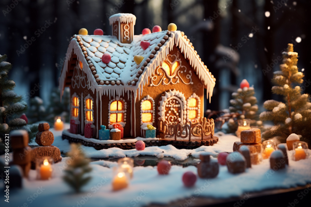 Süßes Lebkuchenhaus für Weihnachten (Durch AI generiert) Süßes Lebkuchenhaus für Weihnachten (Durch AI generiert)