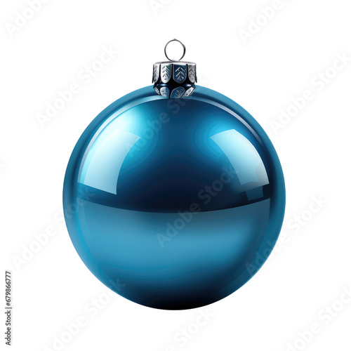 Blue Christmas ball isolated on transparent background. Generative ai