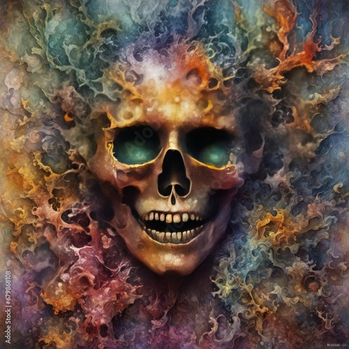 skull of death on the fire skull of death on the fire skull in fire. 3d rendering © Shubham