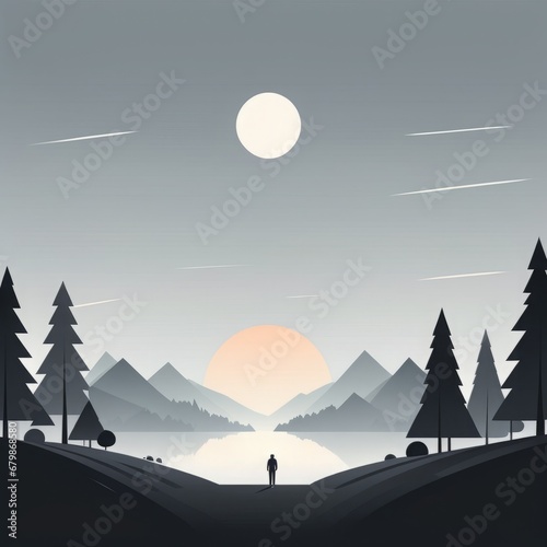 abstract landscape with mountains and forest. vector illustration abstract landscape with mount