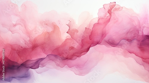 A painting of pink and purple clouds on a white background.