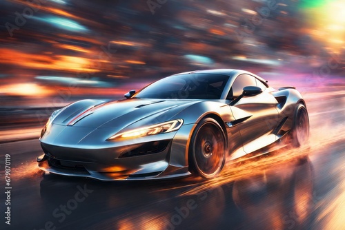 image of a supercar. image of a supercar. 3d rendering of a brand - less generic concept car © Shubham