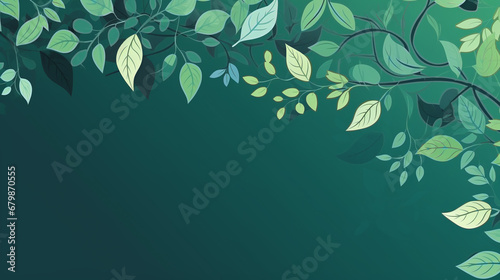 green pattern with leaves and text space
