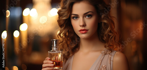portrait of beautiful woman in a dress in the evening