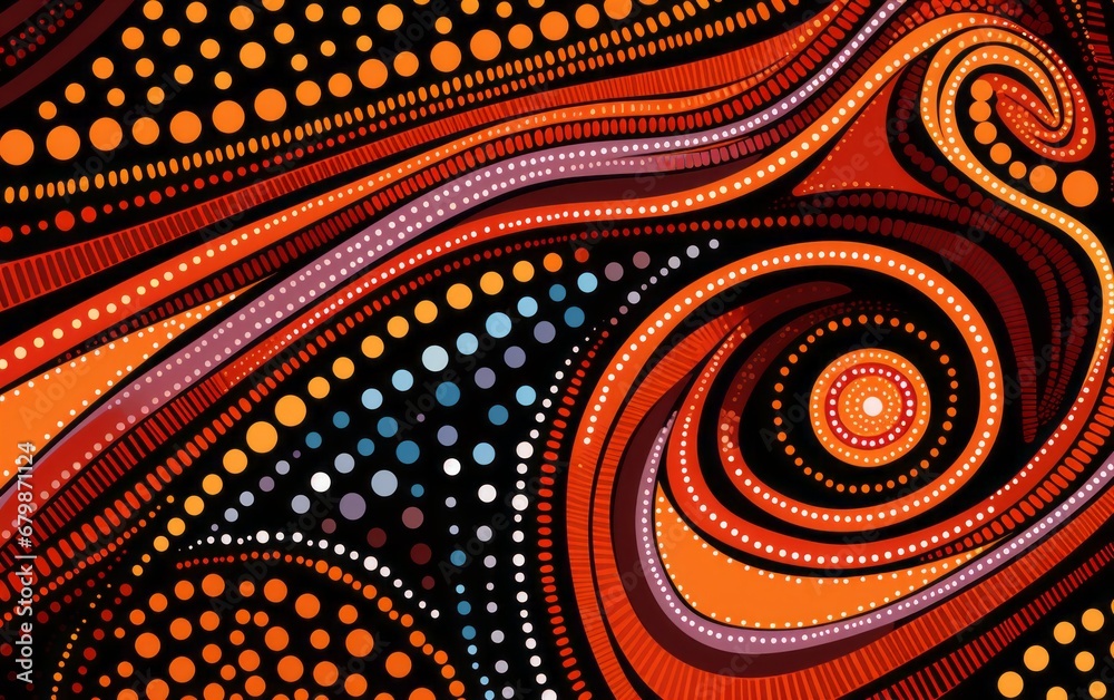 A folklore pattern by Aboriginal Australian traditions - obrazy, fototapety, plakaty 