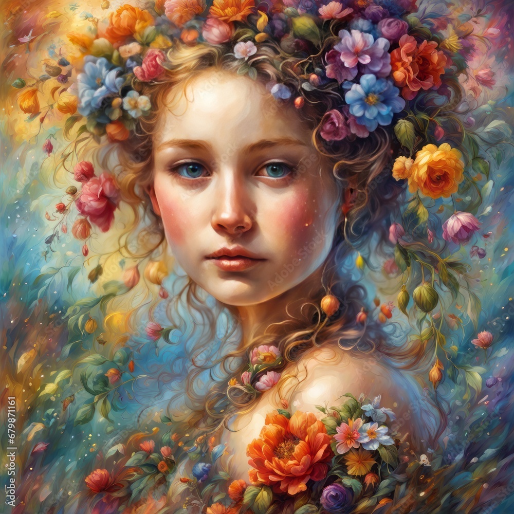 a portrait of a woman in a wreath of roses portrait of a woman in a wreath of roses beautiful g