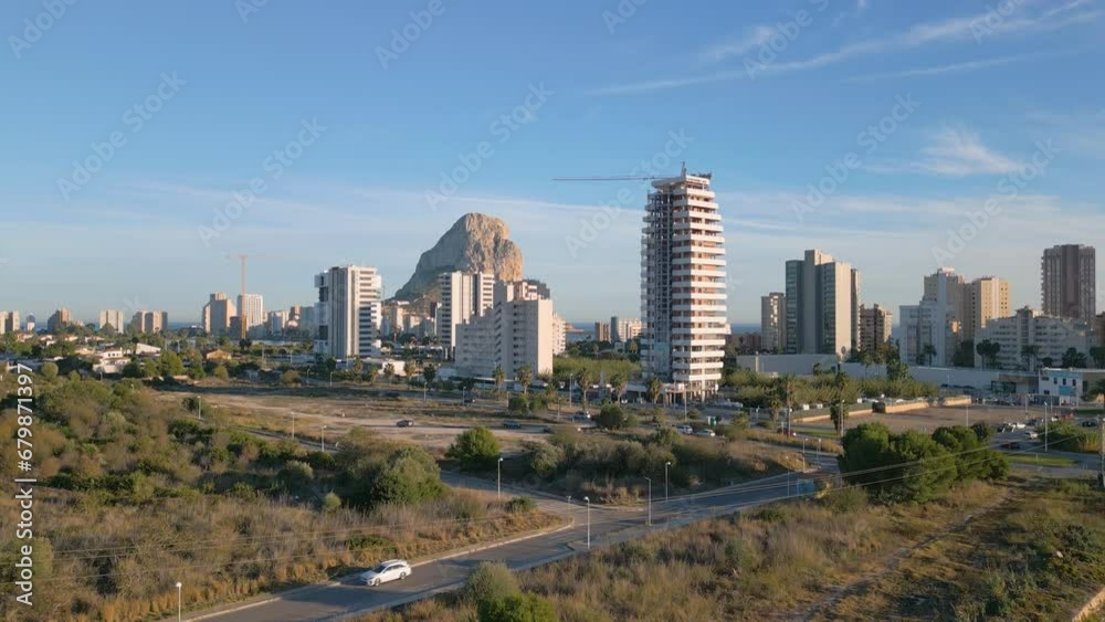 Aerial drone view of the coastal city named Calpe in the Costa Blanca, Spain Aerial drone view of the coastal city named Calpe in the Costa Blanca, Spain