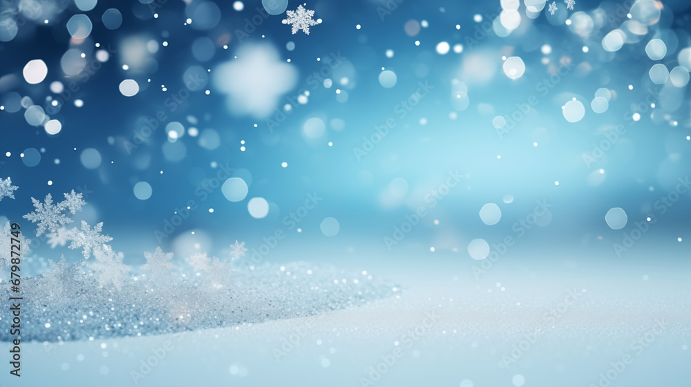 Winter background with snowflakes and bokeh. 3d illustration Winter background with snowflakes and bokeh. 3d illustration