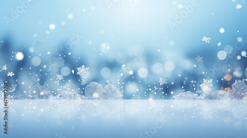 Winter background with snowflakes and bokeh. 3d illustration © SixthSense