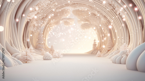 Winter background with snowflakes and bokeh. 3d illustration photo