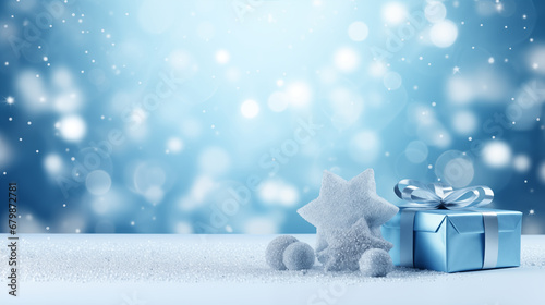 3d render of christmas background with snowflakes and balls