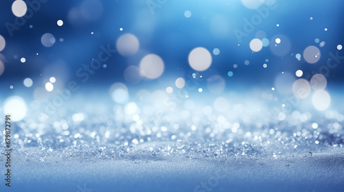 Winter background with snowflakes and bokeh. 3d illustration