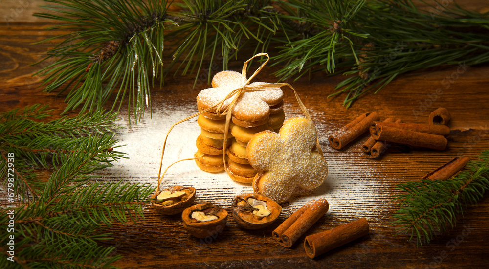 sweet christmas cookies on old wooden table sweet christmas cookies on old wooden table