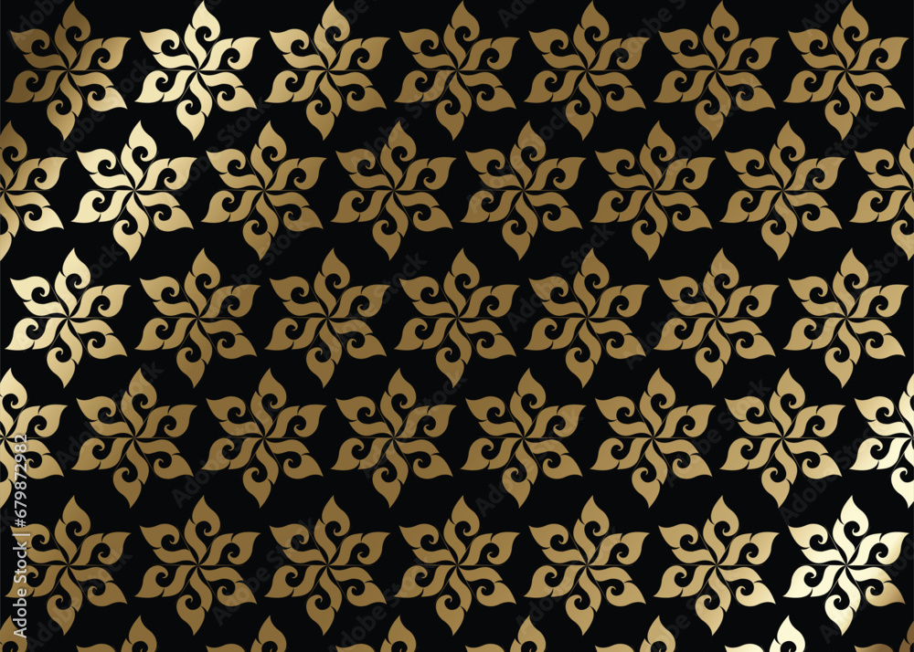 Golden flowers, Luxury Abstract Background.  