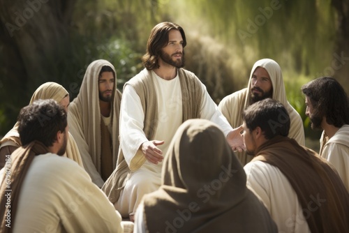 Jesus talking to his disciples  photo