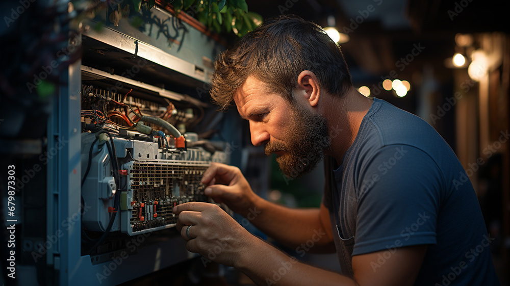 Man repairing air conditioner