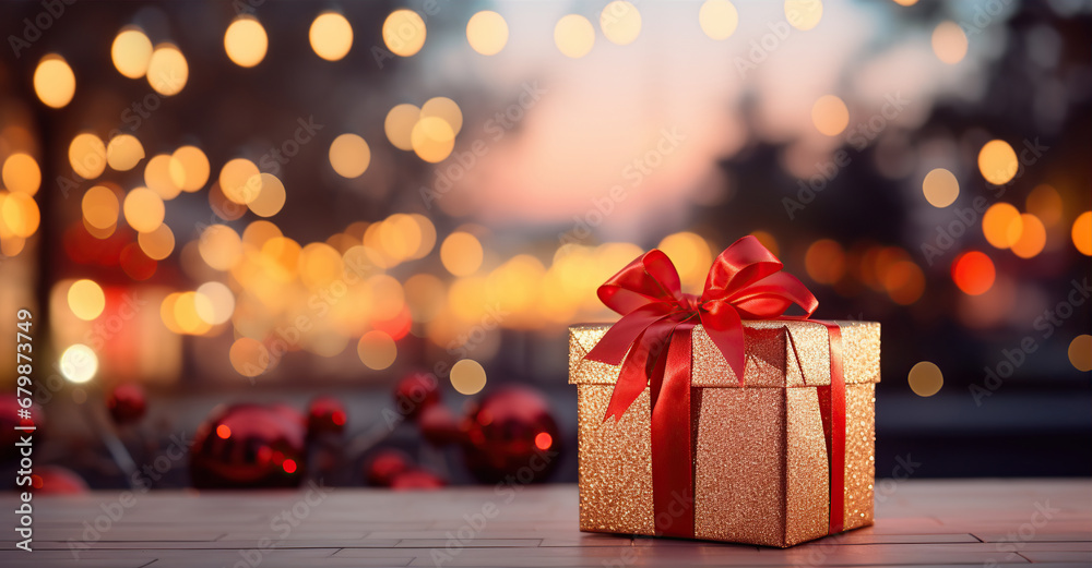Christmas gift in the evening at home. Created with Generative AI Christmas gift in the evening at home. Created with Generative AI