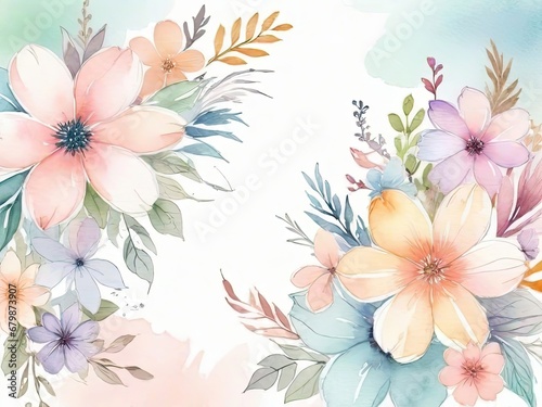 Watercolor pastel illustration of flowers, soft colors, modern poster © Karloni