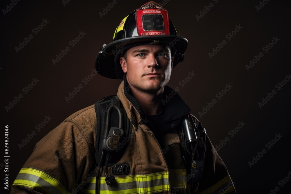 A firefighter in a uniform portrait A firefighter in a uniform portrait