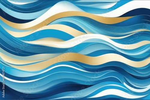 Abstract blue wave background. Stylized water flow banner © ramses