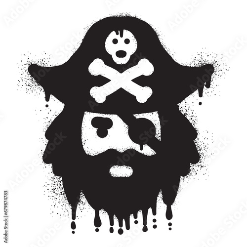 Pirate head graffiti with black spray paint