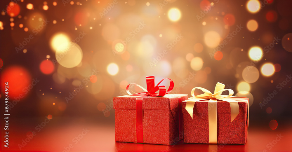 Christmas gift in the evening at home. Created with Generative AI Christmas gift in the evening at home. Created with Generative AI