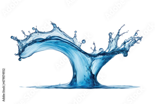 a high quality stock photograph of Blue water swirl splash with little bubbles isolated on clear png background, liquid flowing in form of wave isolated on a white background