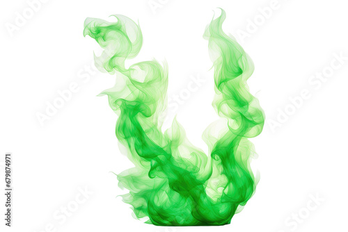 a high quality stock photograph of Green flame fire magic isolated on a white background