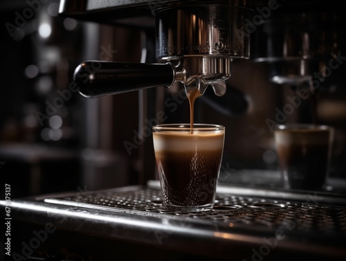 Expresso machine making delicious coffee.