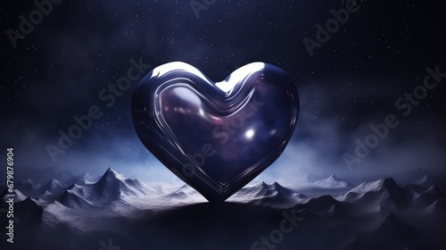 Galaxy cosmic heart background. Bright stars night  sky  romantic magic  night  love and Valentine   s day card. Abstract Milky Way colorful cosmos illustration with glowing hearts. .