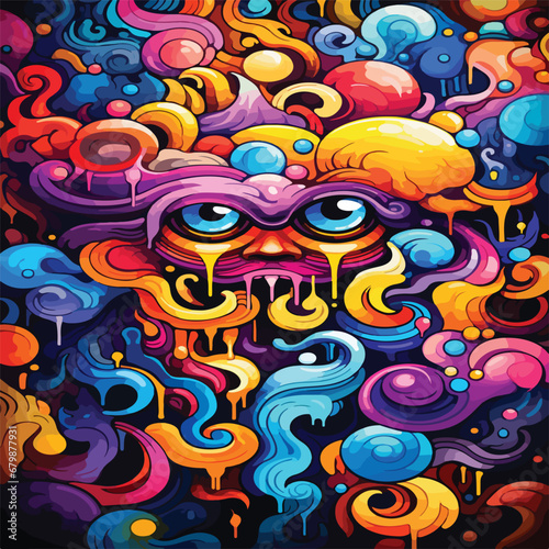 Colorful graffiti psychedelic abstract textured pattern
