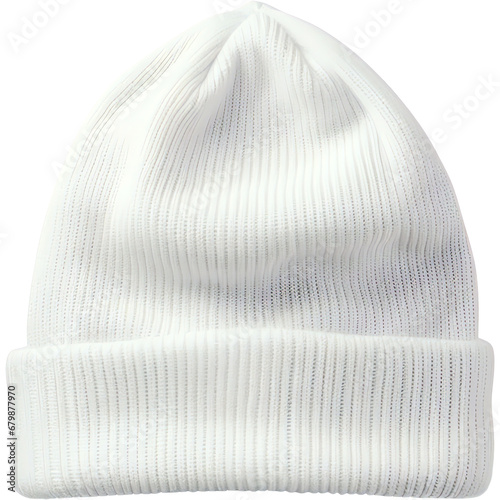 white knitted hat beanie isolated on transparent background