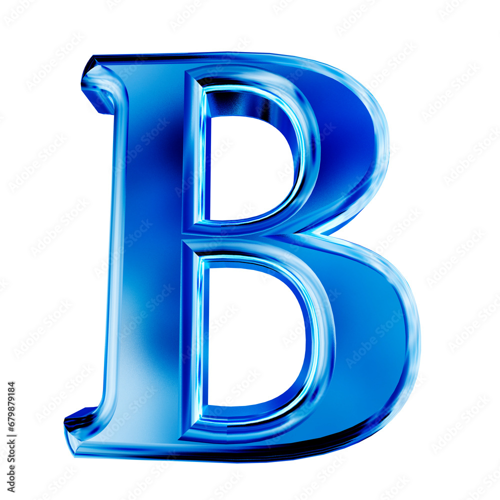 Blue symbol with bevel. letter b