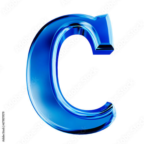 Blue symbol with bevel. letter c