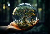 Earth crystal glass globe ball and tree