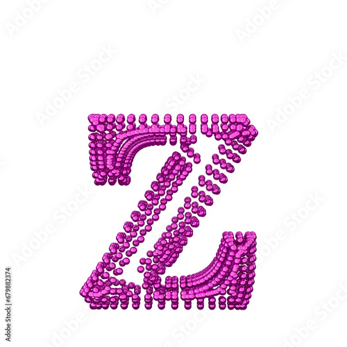 Symbol of small purple spheres. letter z