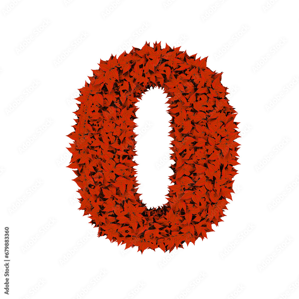 Symbol from red leaves. number 0